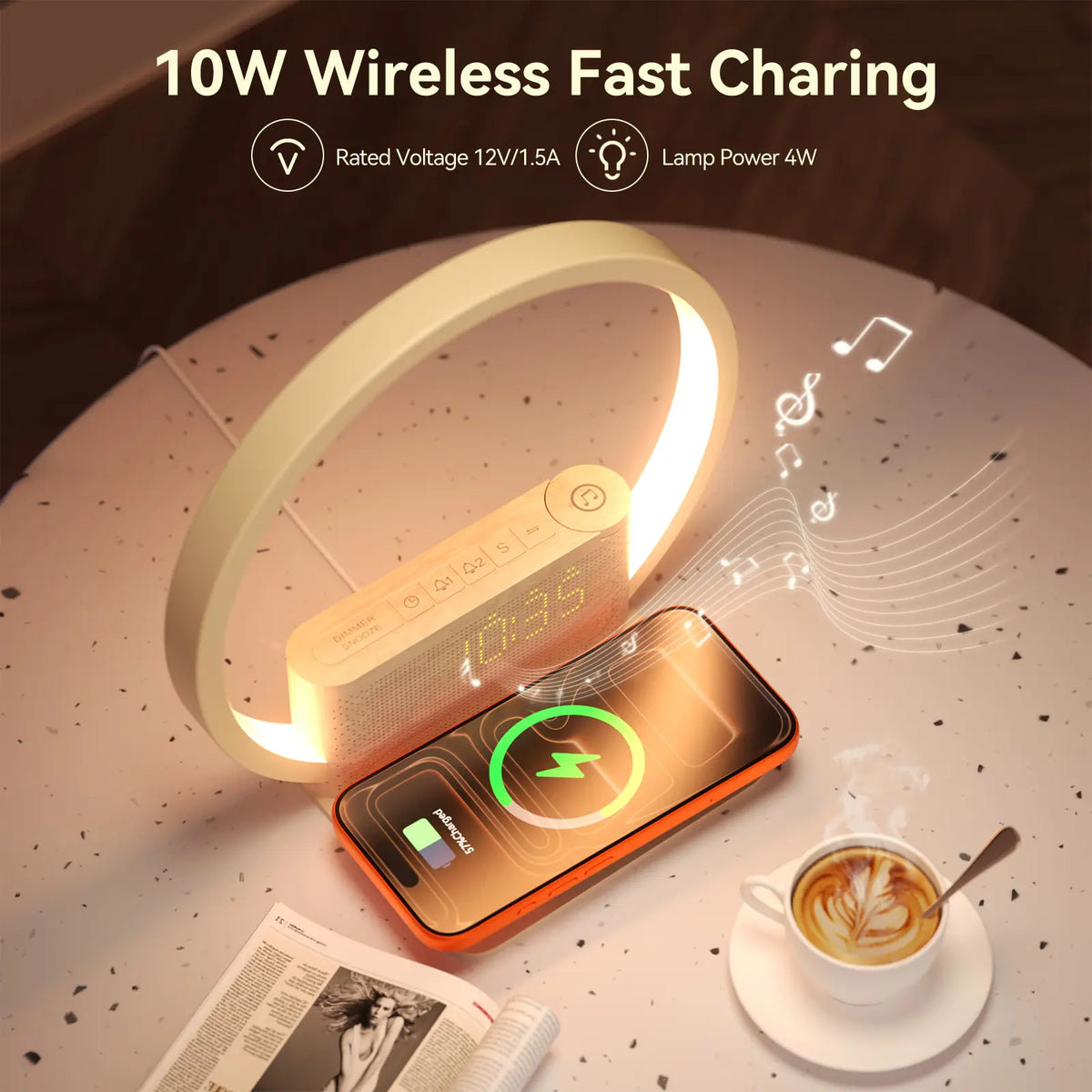 New Upgraded Sunrise Alarm Clock with Improved Wireless Charging – Wake up Light, White Noise Machine, Snooze Alarm, 10 Sleep Sounds & Touch Night Lamp for Bedroom