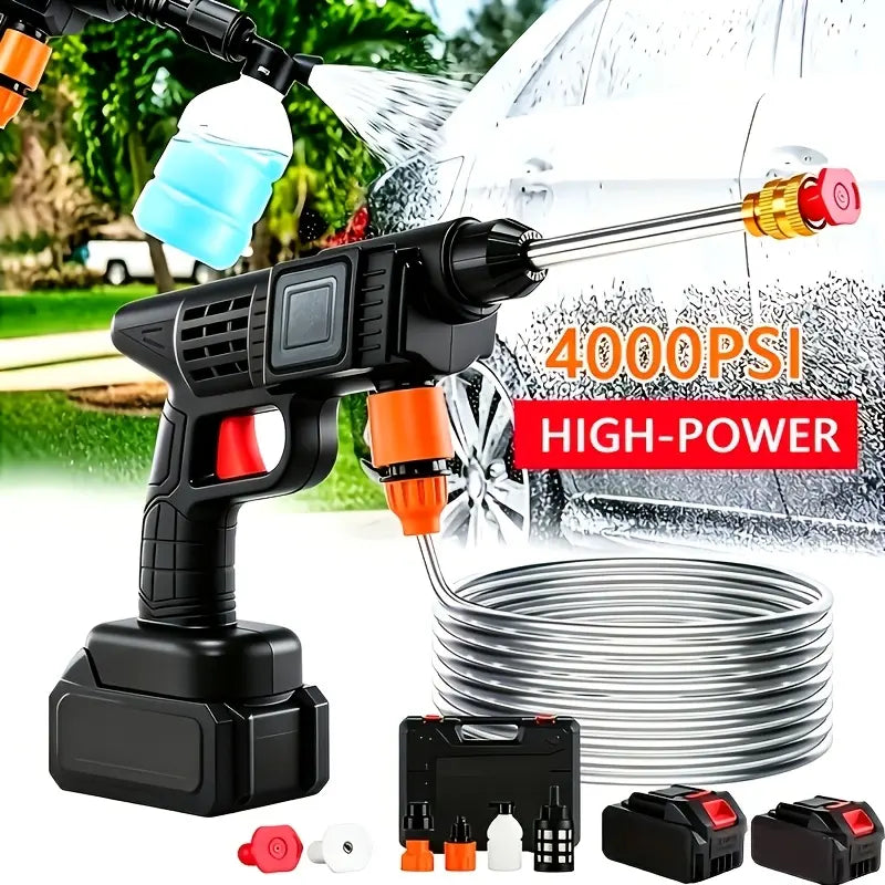 48V Heavy-Duty Cordless Pressure Washer with Foam Sprayer, 2 Rechargeable Batteries & 4 Interchangeable Nozzles for Cars, Patios & Garden
