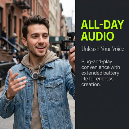 Wireless Mini Lavalier Microphone for Iphone, Ipad & Android, Noise-Cancelling Plug & Play Lapel Mic with USB Rechargeable Design, Ideal for Short-Video Creation, Vlogs and Live Streaming-Mm1