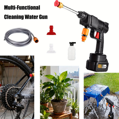 48V Heavy-Duty Cordless Pressure Washer with Foam Sprayer, 2 Rechargeable Batteries & 4 Interchangeable Nozzles for Cars, Patios & Garden