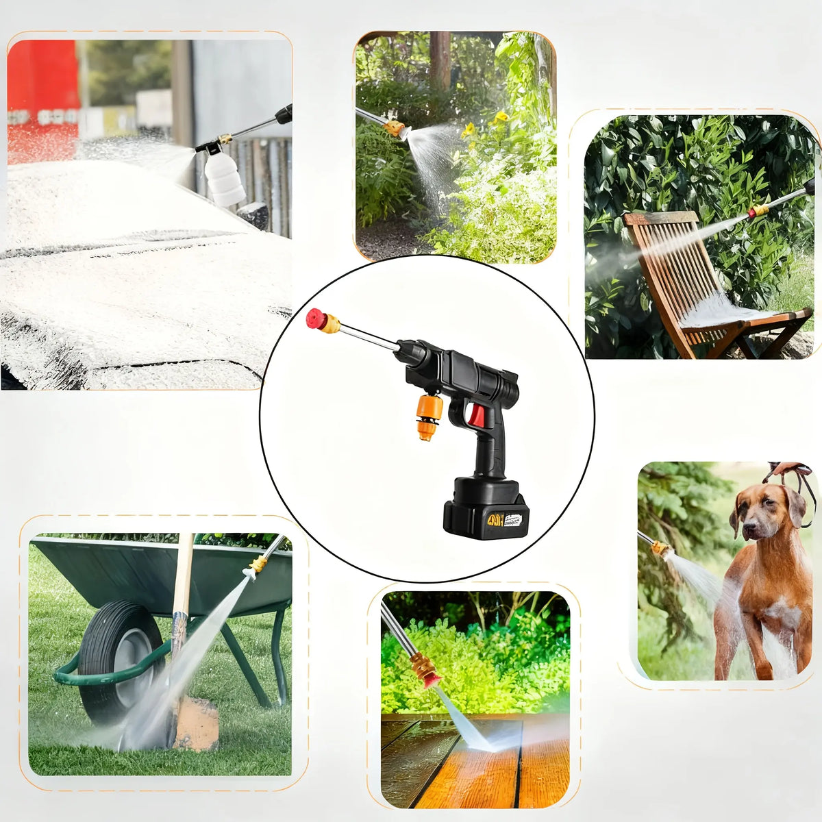 48V Heavy-Duty Cordless Pressure Washer with Foam Sprayer, 2 Rechargeable Batteries & 4 Interchangeable Nozzles for Cars, Patios & Garden