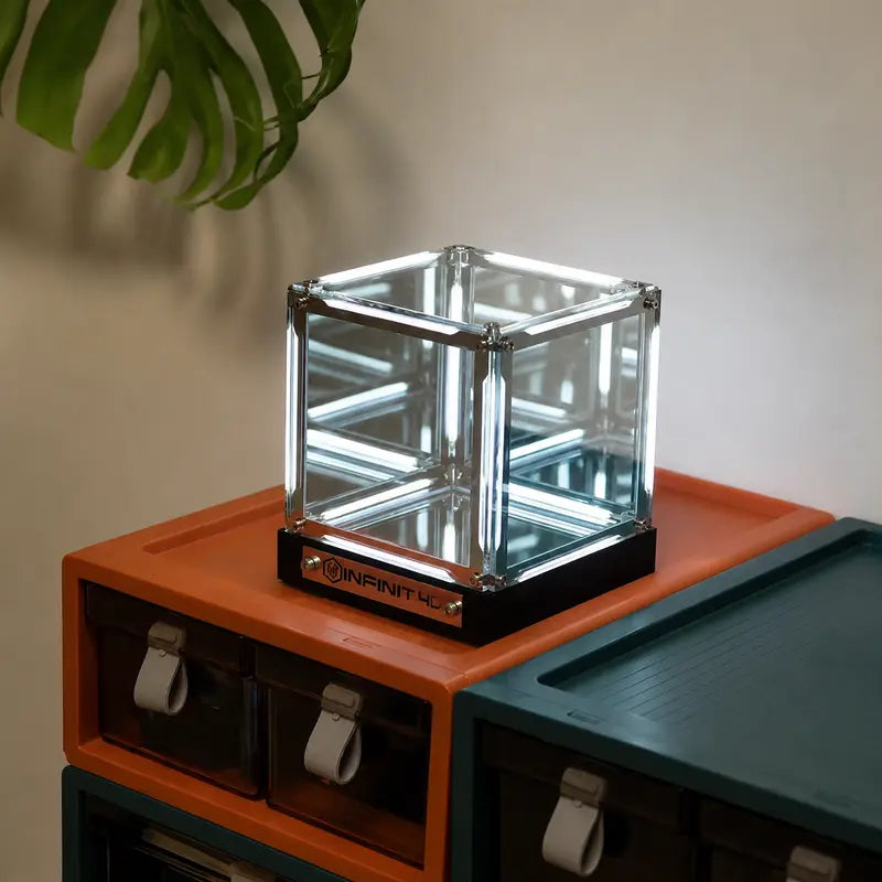 Endless Portal 4D Infinity Mirror Cube Light, 2000Mah Rechargeable Touch Dimmable Abyss Lamp, USB-C Sci-Fi LED Desk Light for Gaming Room, Bedroom & Futuristic Decor