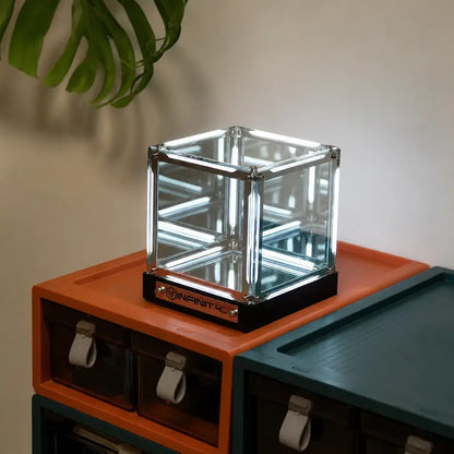 Endless Portal 4D Infinity Mirror Cube Light, 2000Mah Rechargeable Touch Dimmable Abyss Lamp, USB-C Sci-Fi LED Desk Light for Gaming Room, Bedroom & Futuristic Decor