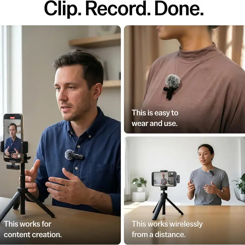 Wireless Mini Lavalier Microphone for Iphone, Ipad & Android, Noise-Cancelling Plug & Play Lapel Mic with USB Rechargeable Design, Ideal for Short-Video Creation, Vlogs and Live Streaming-Mm1