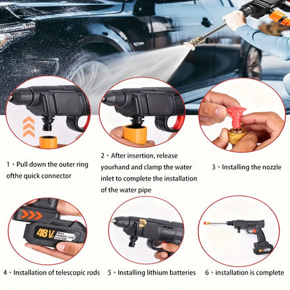 48V Heavy-Duty Cordless Pressure Washer with Foam Sprayer, 2 Rechargeable Batteries & 4 Interchangeable Nozzles for Cars, Patios & Garden