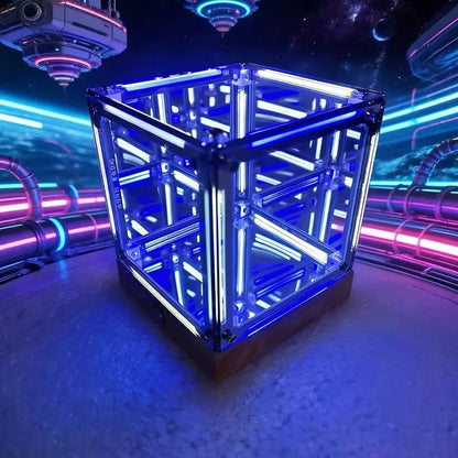 Endless Portal 4D Infinity Mirror Cube Light, 2000Mah Rechargeable Touch Dimmable Abyss Lamp, USB-C Sci-Fi LED Desk Light for Gaming Room, Bedroom & Futuristic Decor
