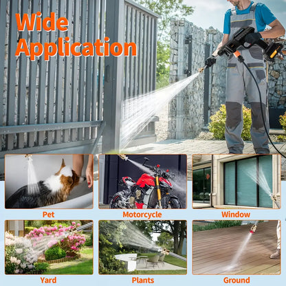48V Heavy-Duty Cordless Pressure Washer with Foam Sprayer, 2 Rechargeable Batteries & 4 Interchangeable Nozzles for Cars, Patios & Garden