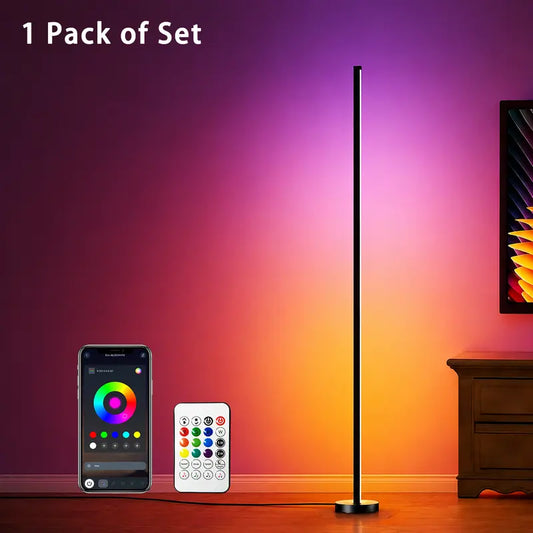 RROETXI RGBIC Corner Floor LED Lamp - Minimalist Home Decor, App & Remote Control, Stepless Dimming, Timer & Music Sync, Ambient Lighting, Cool Stuff for Room, Dorm Decor, Chill Room Accessories, Ideal for Home Living Space, Aesthetic Home Decor