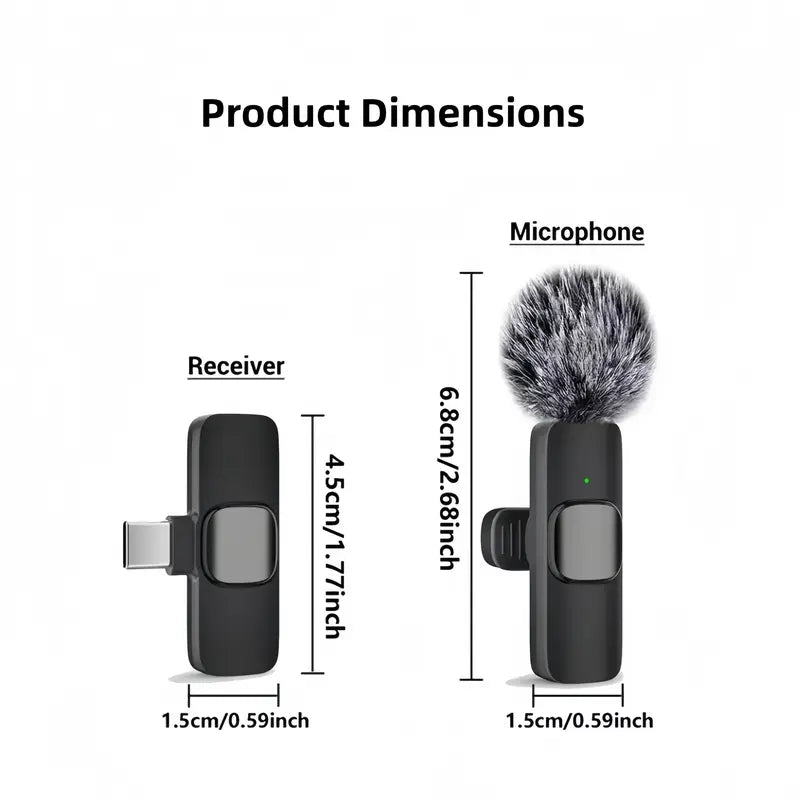 Wireless Mini Lavalier Microphone for Iphone, Ipad & Android, Noise-Cancelling Plug & Play Lapel Mic with USB Rechargeable Design, Ideal for Short-Video Creation, Vlogs and Live Streaming-Mm1