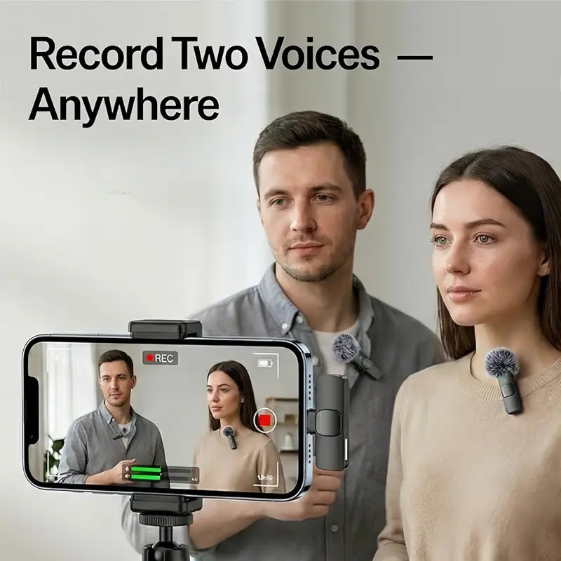 Wireless Mini Lavalier Microphone for Iphone, Ipad & Android, Noise-Cancelling Plug & Play Lapel Mic with USB Rechargeable Design, Ideal for Short-Video Creation, Vlogs and Live Streaming-Mm1