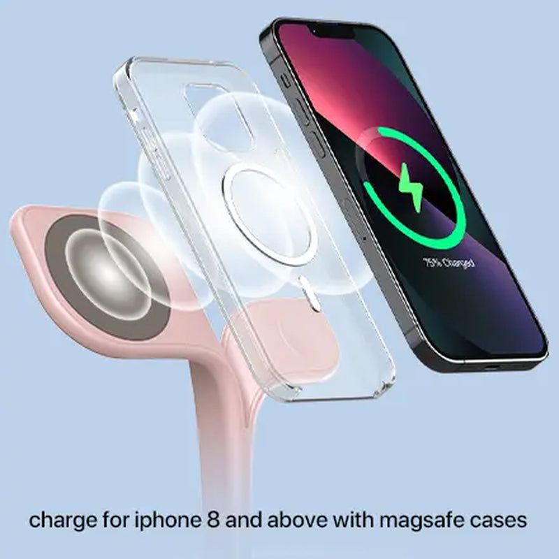3-In-1 Foldable Magnetic Wireless Charger with Foldable Base - Smart Watch Charger, Phone Pad, Station Dock, Cool Gadgets, Night Light, for Iphone 17/16/15/14/13/12 Pro Max, Watch 11/10/9/8/7/SE, Airpods 4/3/2/Pro - Portable Stand for Home, Travel