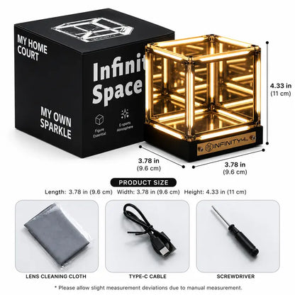 Endless Portal 4D Infinity Mirror Cube Light, 2000Mah Rechargeable Touch Dimmable Abyss Lamp, USB-C Sci-Fi LED Desk Light for Gaming Room, Bedroom & Futuristic Decor