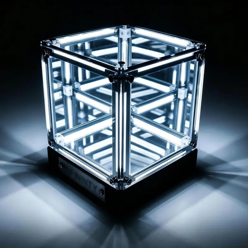 Endless Portal 4D Infinity Mirror Cube Light, 2000Mah Rechargeable Touch Dimmable Abyss Lamp, USB-C Sci-Fi LED Desk Light for Gaming Room, Bedroom & Futuristic Decor