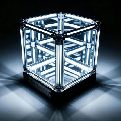 Endless Portal 4D Infinity Mirror Cube Light, 2000Mah Rechargeable Touch Dimmable Abyss Lamp, USB-C Sci-Fi LED Desk Light for Gaming Room, Bedroom & Futuristic Decor