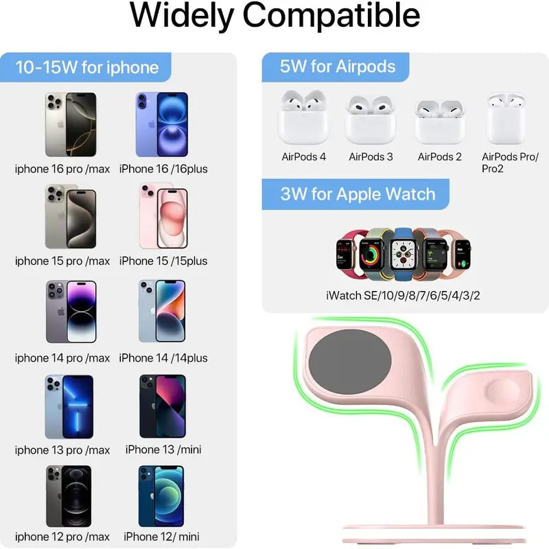 3-In-1 Foldable Magnetic Wireless Charger with Foldable Base - Smart Watch Charger, Phone Pad, Station Dock, Cool Gadgets, Night Light, for Iphone 17/16/15/14/13/12 Pro Max, Watch 11/10/9/8/7/SE, Airpods 4/3/2/Pro - Portable Stand for Home, Travel